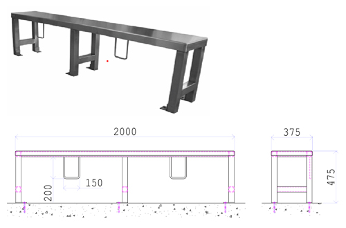 CSL0546 Steel Waiting Bench with Handcuff Loops